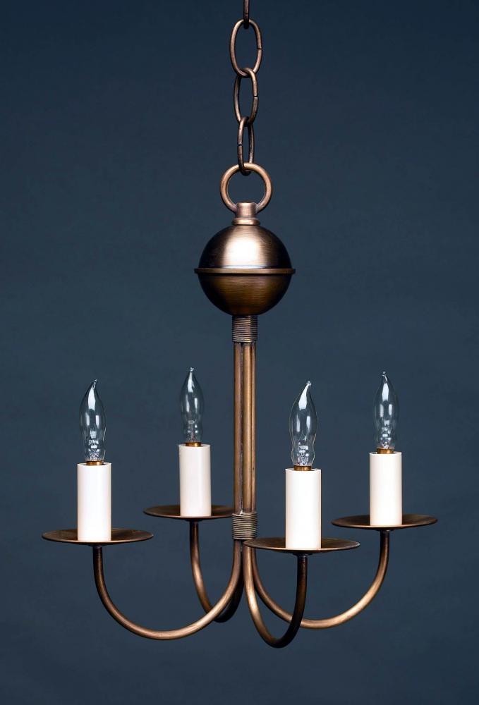 Hanging J-Arms Antique Brass 4 Candelabra Sockets