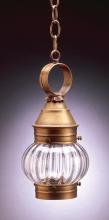Northeast Lantern 2012-AB-MED-CLR - Onion Hanging No Cage Antique Brass Medium Base Socket Clear Glass