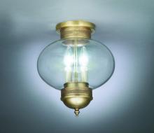 Northeast Lantern 2044-AB-LT2-CLR - Onion Flush No Cage Antique Brass 2 Candelabra Sockets Clear Glass