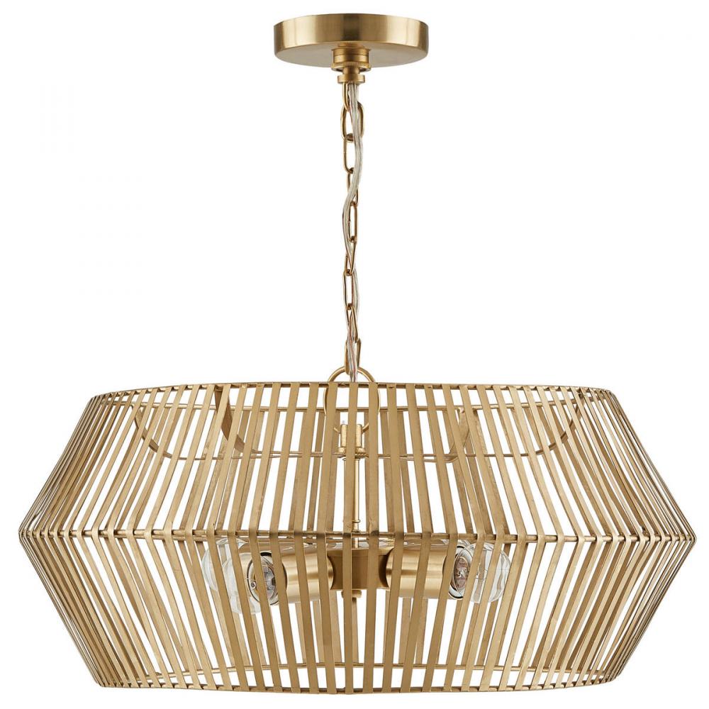 4-Light Metal Drum Pendant in Matte Gold