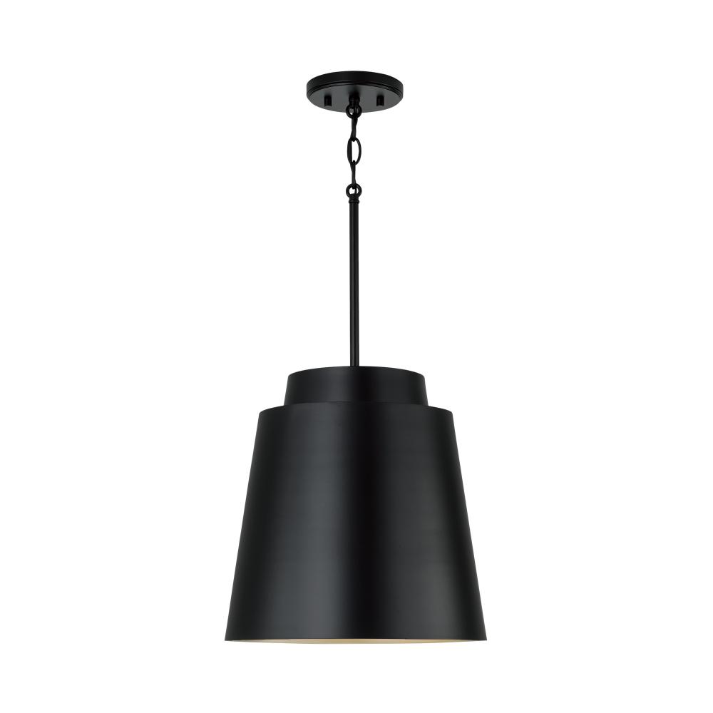 13"W x 13.25"H Pendant in Matte Black with Soft Gold Interior