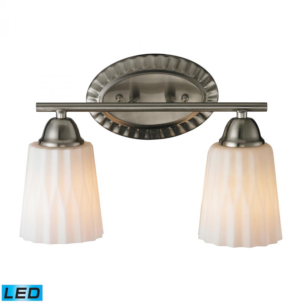 Waverly 2 Light Bath in Brushed Nickel - LED, 800 Lumens (1600 Lumens Total) with Full Scale Dimming