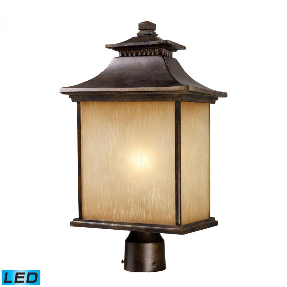 San Gabriel 1-Light Outdoor Post Light in Hazelnut Bronze - LED Offering Up To 800 Lumens (60 Watt E