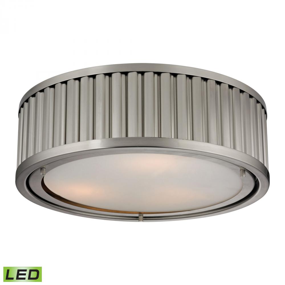 Linden Collection 3 light flush mount in Brushed Nickel - LED, 800 Lumens (2400 Lumens Total) with F